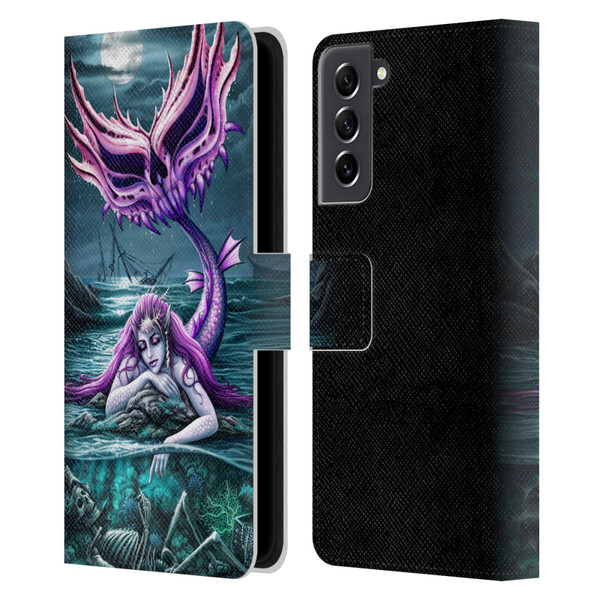 Sarah Richter Gothic Mermaid With Skeleton Pirate Leather Book Wallet Case Cover For Samsung Galaxy S21 FE 5G