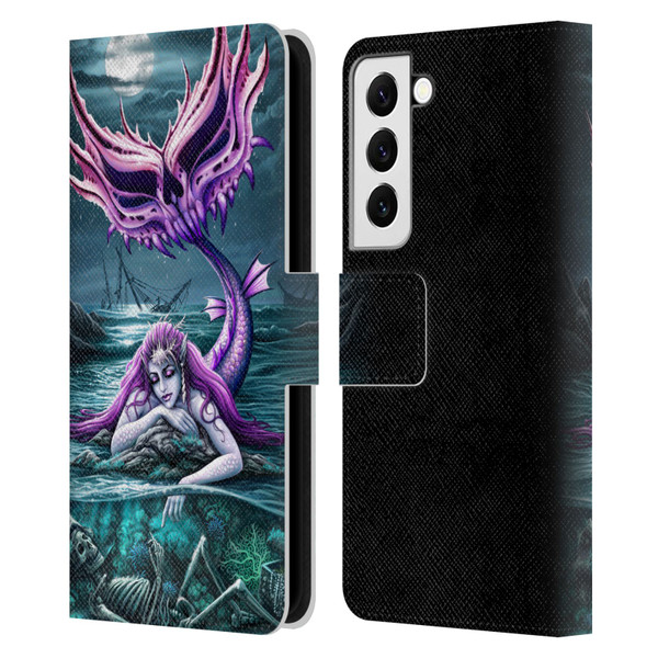 Sarah Richter Gothic Mermaid With Skeleton Pirate Leather Book Wallet Case Cover For Samsung Galaxy S22 5G