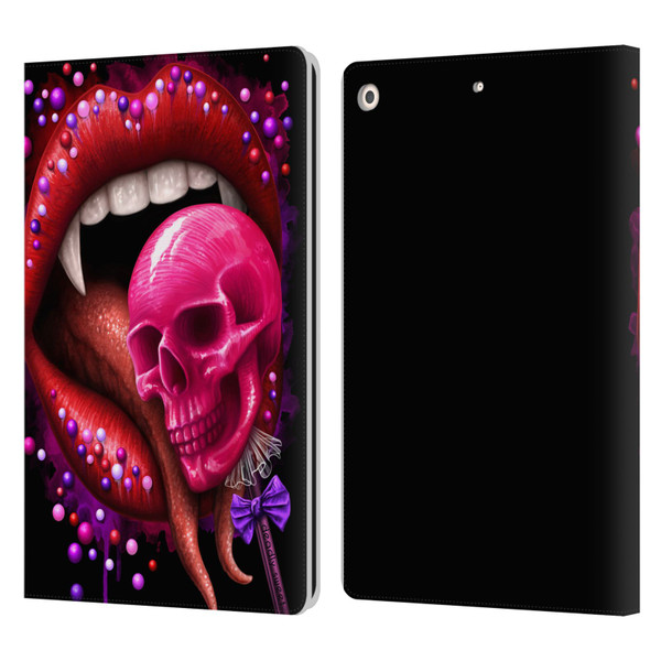 Sarah Richter Skulls Red Vampire Candy Lips Leather Book Wallet Case Cover For Apple iPad 10.2 2019/2020/2021