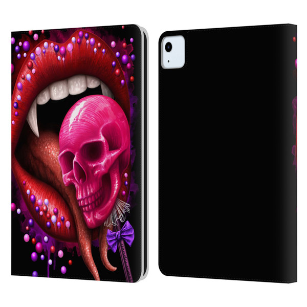 Sarah Richter Skulls Red Vampire Candy Lips Leather Book Wallet Case Cover For Apple iPad Air 2020 / 2022