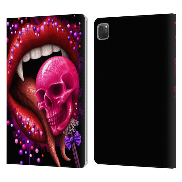 Sarah Richter Skulls Red Vampire Candy Lips Leather Book Wallet Case Cover For Apple iPad Pro 11 2020 / 2021 / 2022