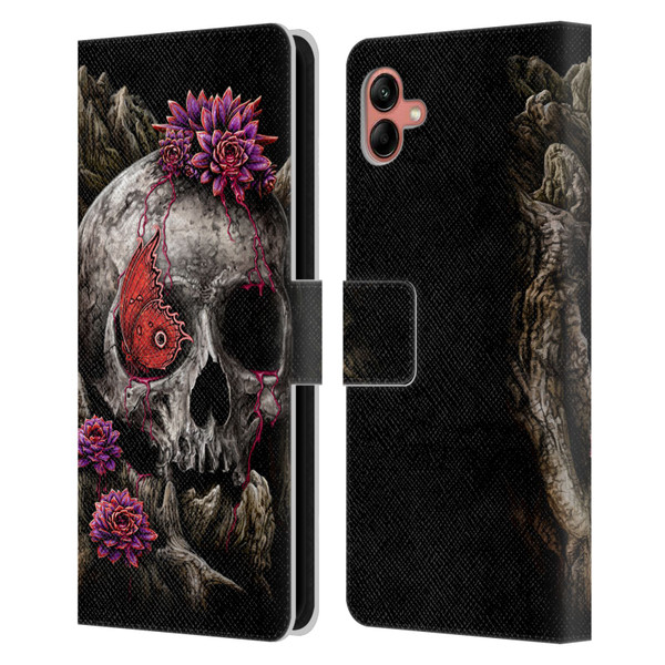 Sarah Richter Skulls Butterfly And Flowers Leather Book Wallet Case Cover For Samsung Galaxy A04 (2022)