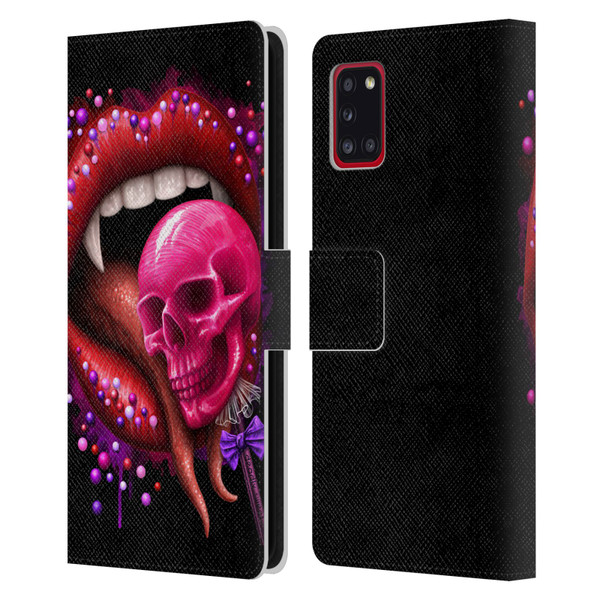Sarah Richter Skulls Red Vampire Candy Lips Leather Book Wallet Case Cover For Samsung Galaxy A31 (2020)