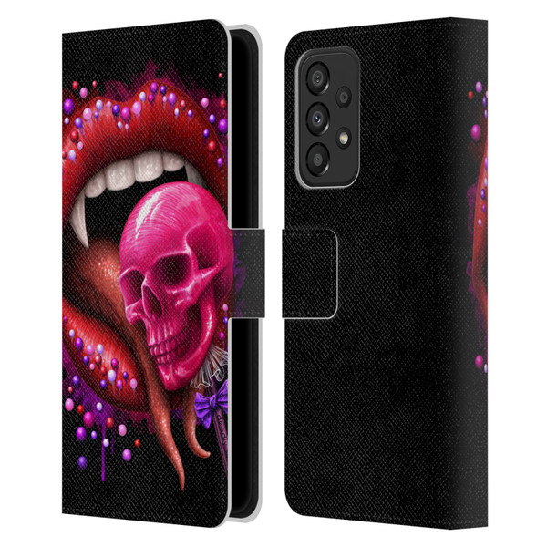 Sarah Richter Skulls Red Vampire Candy Lips Leather Book Wallet Case Cover For Samsung Galaxy A33 5G (2022)