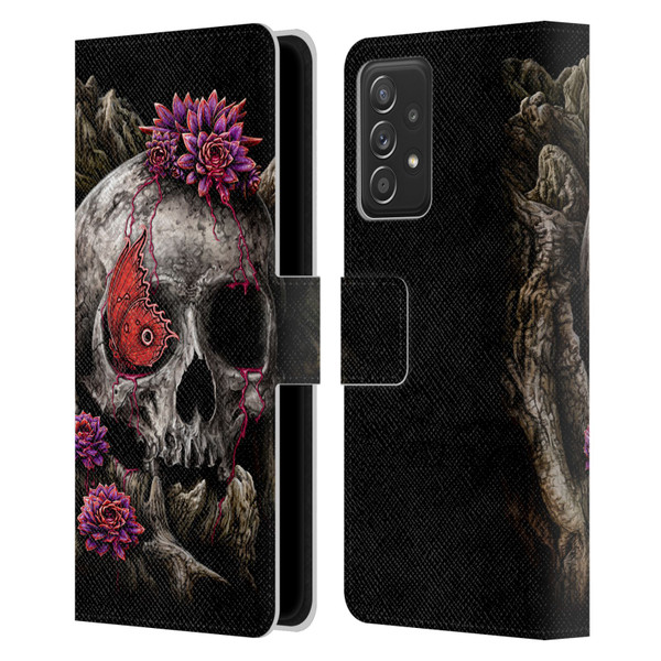 Sarah Richter Skulls Butterfly And Flowers Leather Book Wallet Case Cover For Samsung Galaxy A52 / A52s / 5G (2021)
