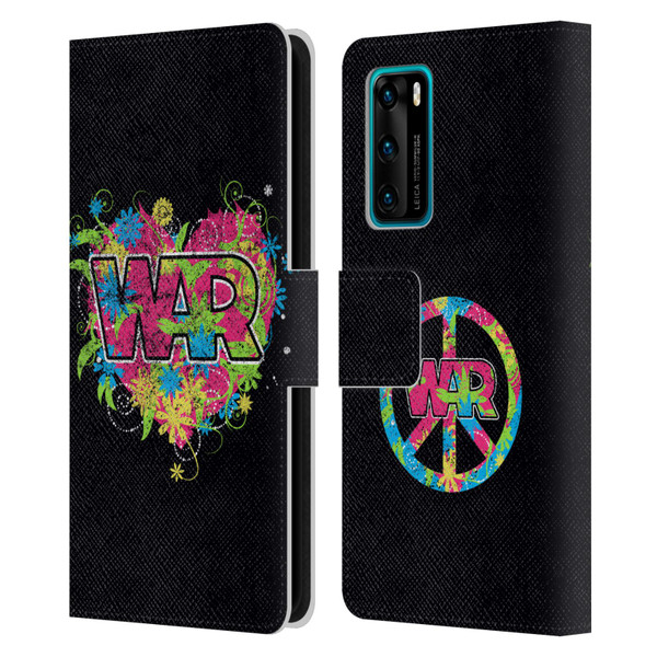 War Graphics Heart Logo Leather Book Wallet Case Cover For Huawei P40 5G