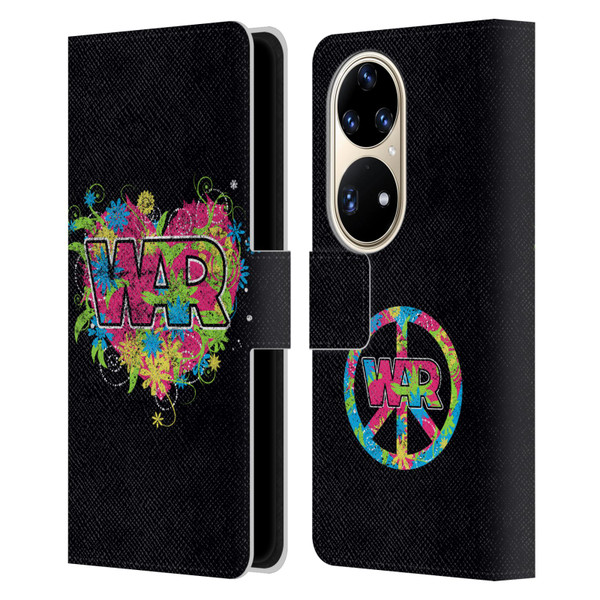War Graphics Heart Logo Leather Book Wallet Case Cover For Huawei P50 Pro