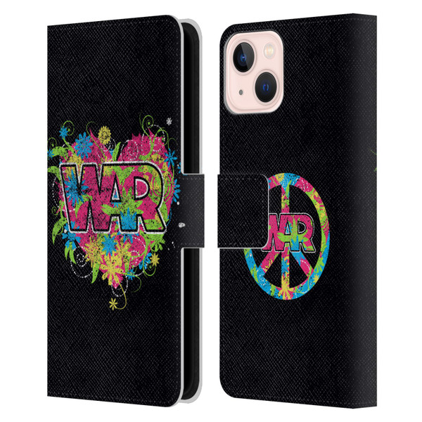 War Graphics Heart Logo Leather Book Wallet Case Cover For Apple iPhone 13