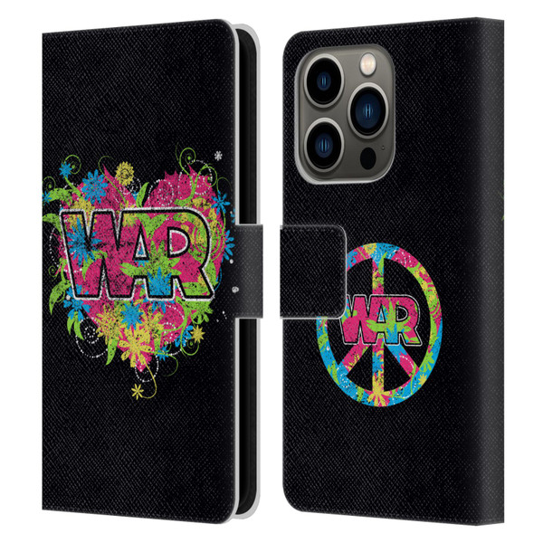 War Graphics Heart Logo Leather Book Wallet Case Cover For Apple iPhone 14 Pro