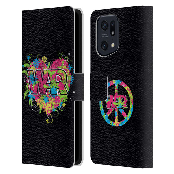 War Graphics Heart Logo Leather Book Wallet Case Cover For OPPO Find X5 Pro