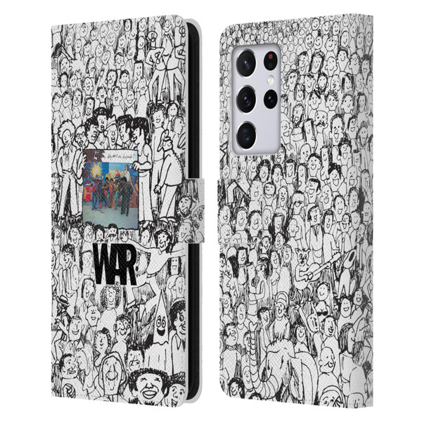 War Graphics Friends Doodle Art Leather Book Wallet Case Cover For Samsung Galaxy S21 Ultra 5G
