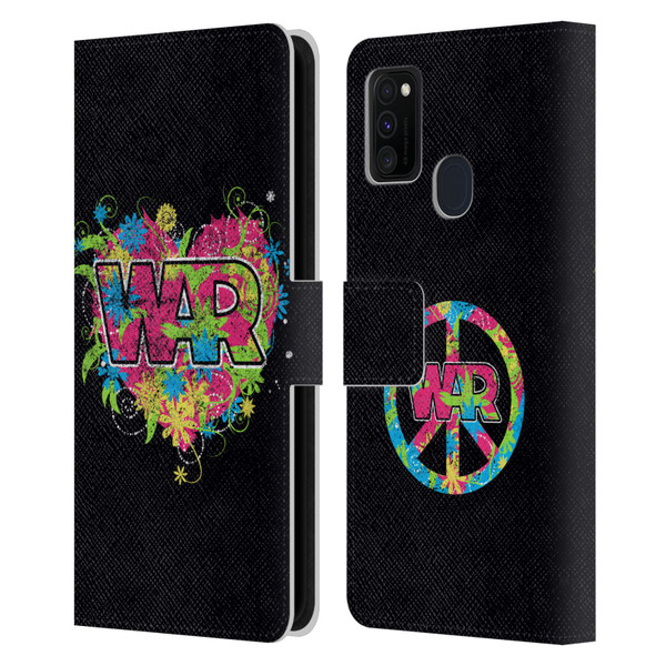 War Graphics Heart Logo Leather Book Wallet Case Cover For Samsung Galaxy M30s (2019)/M21 (2020)