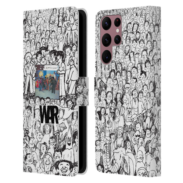 War Graphics Friends Doodle Art Leather Book Wallet Case Cover For Samsung Galaxy S22 Ultra 5G
