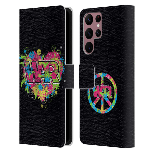 War Graphics Heart Logo Leather Book Wallet Case Cover For Samsung Galaxy S22 Ultra 5G