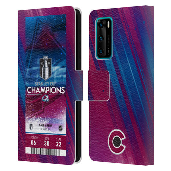 NHL 2022 Stanley Cup Champions Colorado Avalanche Ticket Leather Book Wallet Case Cover For Huawei P40 5G