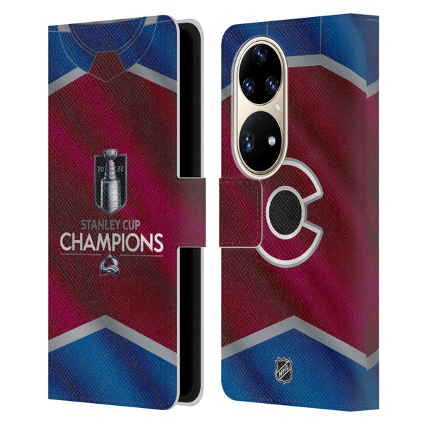 NHL 2022 Stanley Cup Champions Colorado Avalanche Jersey Leather Book Wallet Case Cover For Huawei P50 Pro