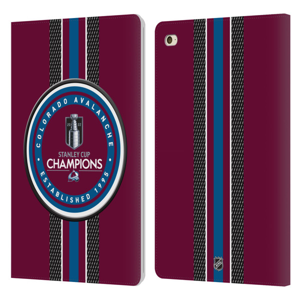 NHL 2022 Stanley Cup Champions Colorado Avalanche Puck Pattern Leather Book Wallet Case Cover For Apple iPad mini 4