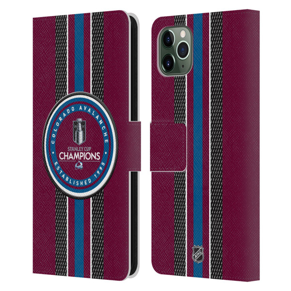 NHL 2022 Stanley Cup Champions Colorado Avalanche Puck Pattern Leather Book Wallet Case Cover For Apple iPhone 11 Pro Max