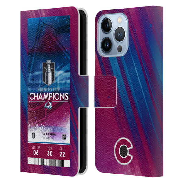 NHL 2022 Stanley Cup Champions Colorado Avalanche Ticket Leather Book Wallet Case Cover For Apple iPhone 13 Pro