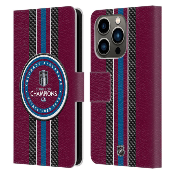 NHL 2022 Stanley Cup Champions Colorado Avalanche Puck Pattern Leather Book Wallet Case Cover For Apple iPhone 14 Pro