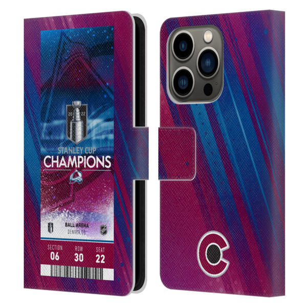 NHL 2022 Stanley Cup Champions Colorado Avalanche Ticket Leather Book Wallet Case Cover For Apple iPhone 14 Pro
