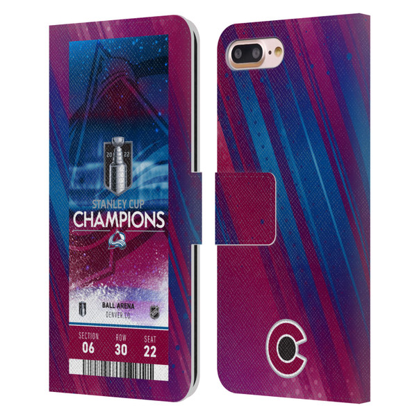 NHL 2022 Stanley Cup Champions Colorado Avalanche Ticket Leather Book Wallet Case Cover For Apple iPhone 7 Plus / iPhone 8 Plus