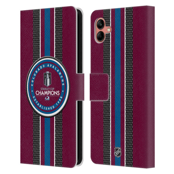 NHL 2022 Stanley Cup Champions Colorado Avalanche Puck Pattern Leather Book Wallet Case Cover For Samsung Galaxy A04 (2022)