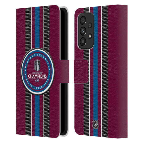 NHL 2022 Stanley Cup Champions Colorado Avalanche Puck Pattern Leather Book Wallet Case Cover For Samsung Galaxy A33 5G (2022)