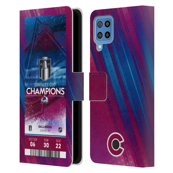 NHL 2022 Stanley Cup Champions Colorado Avalanche Ticket Leather Book Wallet Case Cover For Samsung Galaxy F22 (2021)