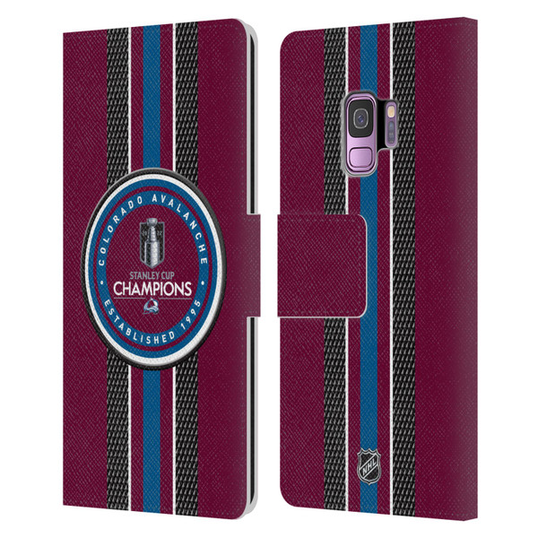 NHL 2022 Stanley Cup Champions Colorado Avalanche Puck Pattern Leather Book Wallet Case Cover For Samsung Galaxy S9