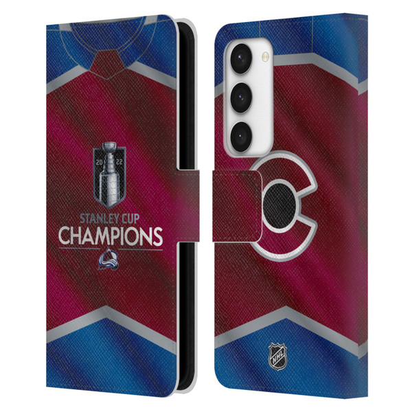 NHL 2022 Stanley Cup Champions Colorado Avalanche Jersey Leather Book Wallet Case Cover For Samsung Galaxy S23 5G