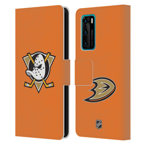 NHL Anaheim Ducks Plain Leather Book Wallet Case Cover For Huawei P40 5G