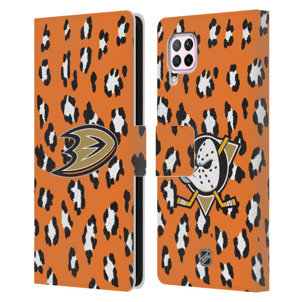 NHL Anaheim Ducks Leopard Patten Leather Book Wallet Case Cover For Huawei Nova 6 SE / P40 Lite