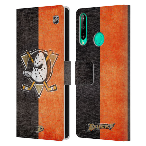 NHL Anaheim Ducks Half Distressed Leather Book Wallet Case Cover For Huawei P40 lite E