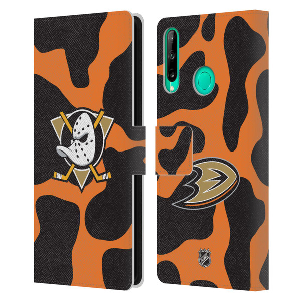 NHL Anaheim Ducks Cow Pattern Leather Book Wallet Case Cover For Huawei P40 lite E