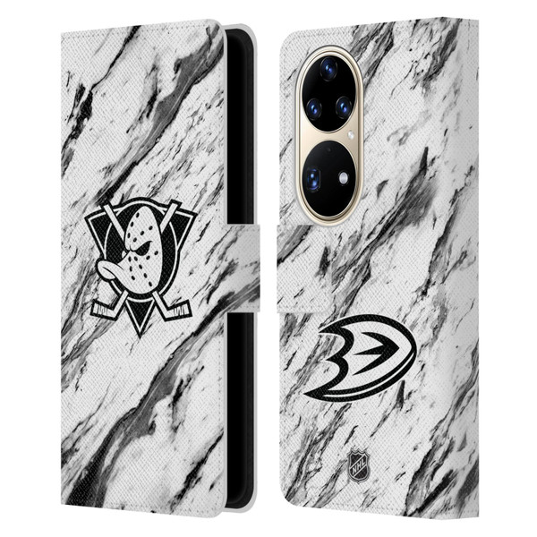 NHL Anaheim Ducks Marble Leather Book Wallet Case Cover For Huawei P50 Pro