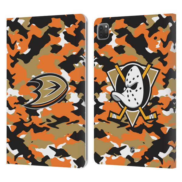 NHL Anaheim Ducks Camouflage Leather Book Wallet Case Cover For Apple iPad Pro 11 2020 / 2021 / 2022