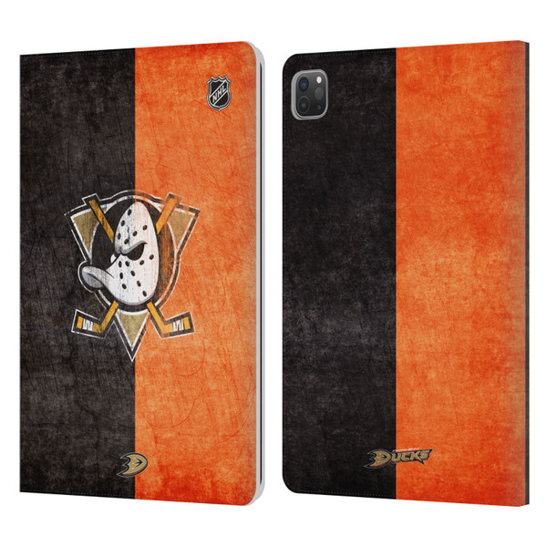 NHL Anaheim Ducks Half Distressed Leather Book Wallet Case Cover For Apple iPad Pro 11 2020 / 2021 / 2022