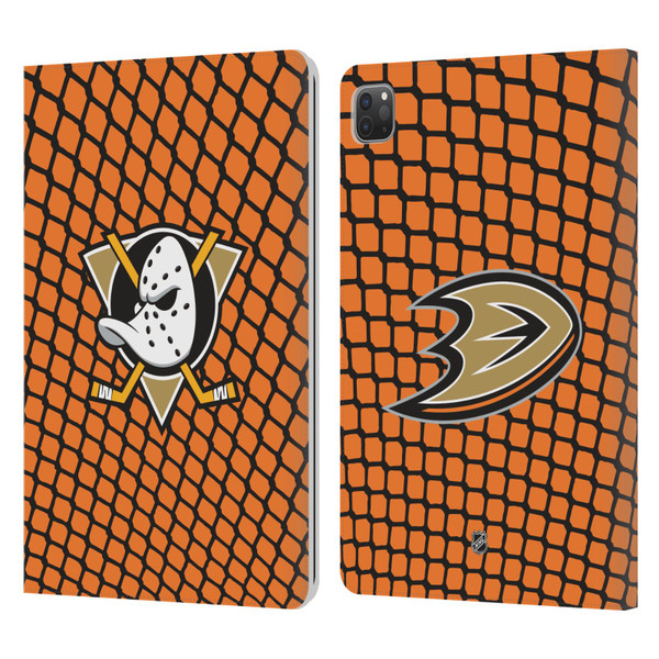 NHL Anaheim Ducks Net Pattern Leather Book Wallet Case Cover For Apple iPad Pro 11 2020 / 2021 / 2022