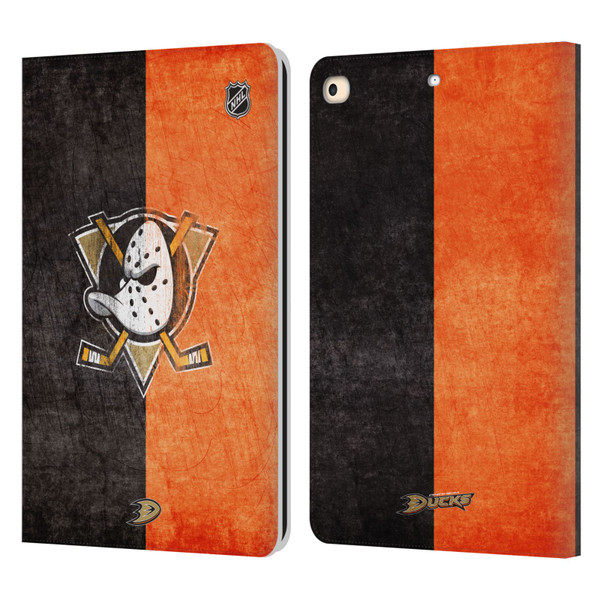 NHL Anaheim Ducks Half Distressed Leather Book Wallet Case Cover For Apple iPad 9.7 2017 / iPad 9.7 2018