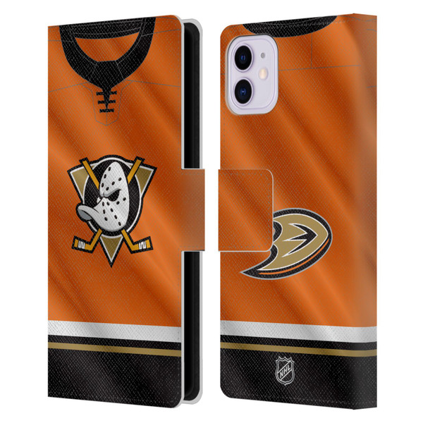 NHL Anaheim Ducks Jersey Leather Book Wallet Case Cover For Apple iPhone 11