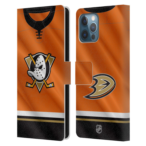 NHL Anaheim Ducks Jersey Leather Book Wallet Case Cover For Apple iPhone 12 Pro Max