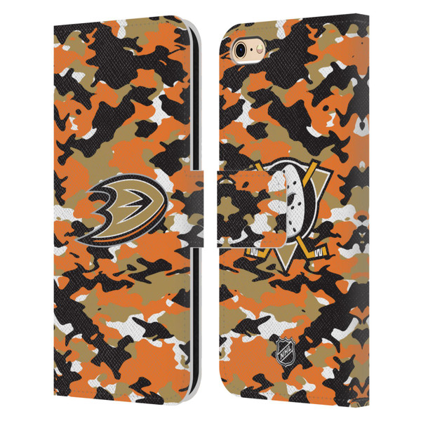 NHL Anaheim Ducks Camouflage Leather Book Wallet Case Cover For Apple iPhone 6 / iPhone 6s