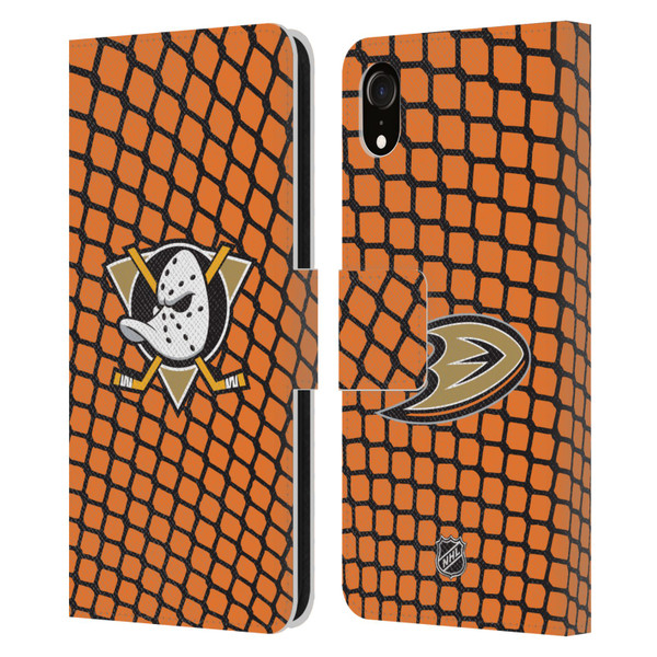 NHL Anaheim Ducks Net Pattern Leather Book Wallet Case Cover For Apple iPhone XR