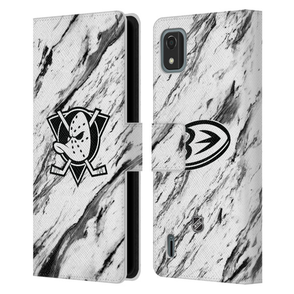 NHL Anaheim Ducks Marble Leather Book Wallet Case Cover For Nokia C2 2nd Edition