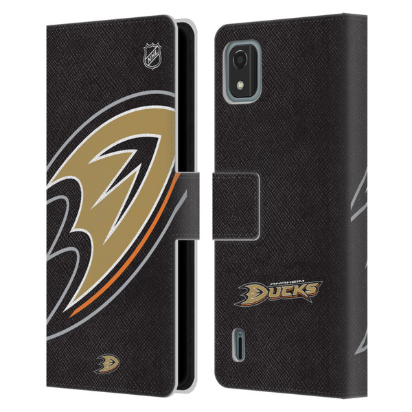 NHL Anaheim Ducks Oversized Leather Book Wallet Case Cover For Nokia C2 2nd Edition