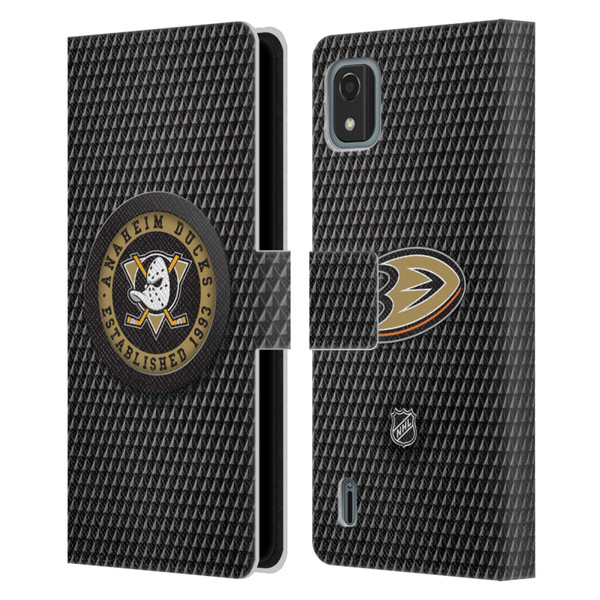 NHL Anaheim Ducks Puck Texture Leather Book Wallet Case Cover For Nokia C2 2nd Edition