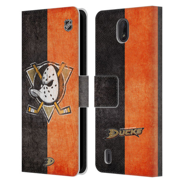 NHL Anaheim Ducks Half Distressed Leather Book Wallet Case Cover For Nokia C01 Plus/C1 2nd Edition