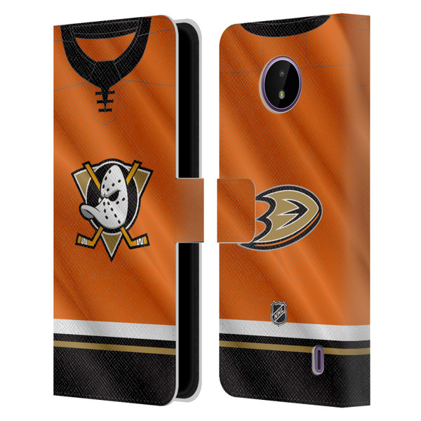 NHL Anaheim Ducks Jersey Leather Book Wallet Case Cover For Nokia C10 / C20