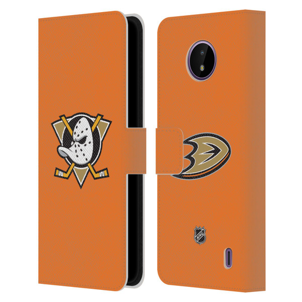 NHL Anaheim Ducks Plain Leather Book Wallet Case Cover For Nokia C10 / C20